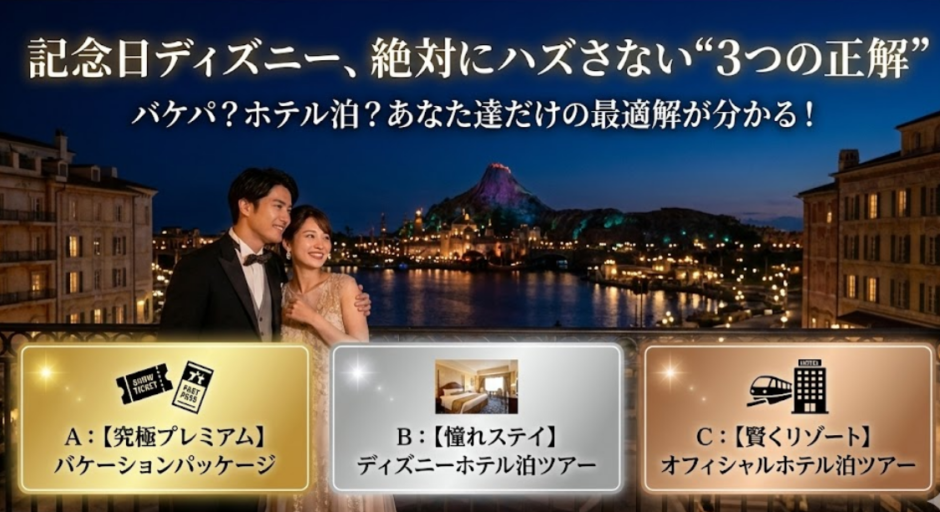 カップル向け｜記念日ディズニーツアー・バケーションパッケージ活用術