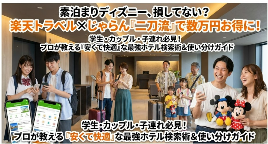 ディズニー周辺ホテル素泊まり×楽天トラベル／じゃらん活用術【1泊の宿代をグッと下げても満足度を落とさない予約テク】