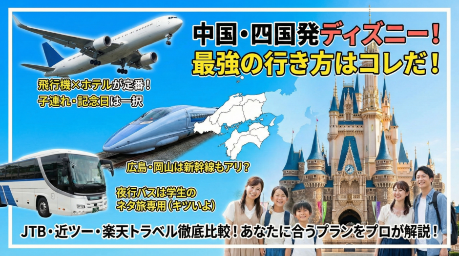 中国・四国発｜東京ディズニーへの行き方・ツアー完全ガイド【新幹線・飛行機・夜行バス】