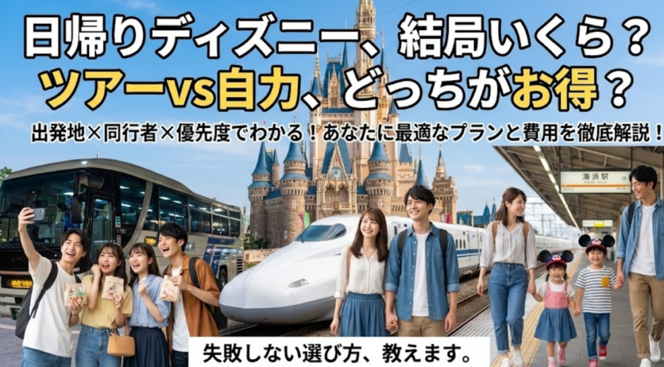 日帰りディズニー費用＆最適ツアーガイド｜電車・新幹線・夜行バスを徹底比較