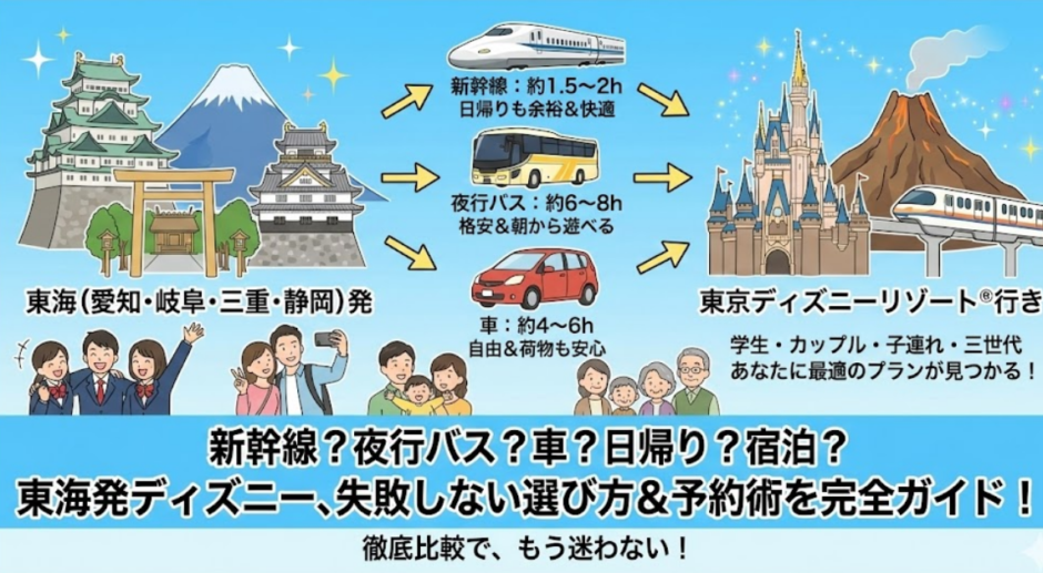東海発｜東京ディズニーへの行き方・ツアー完全ガイド【新幹線・夜行バス・車】