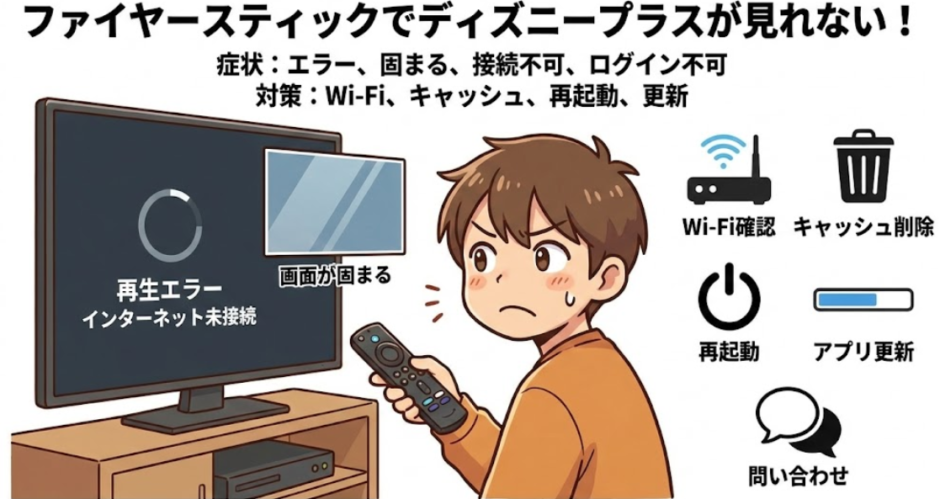 ファイヤースティックでディズニープラスが見れない時の解決チェック集